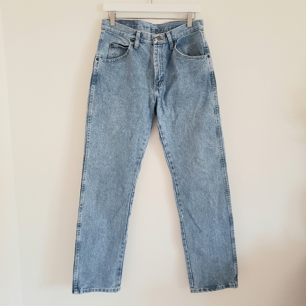 Vintage Wrangler High Rise Jeans Distressed Denim Straight Leg